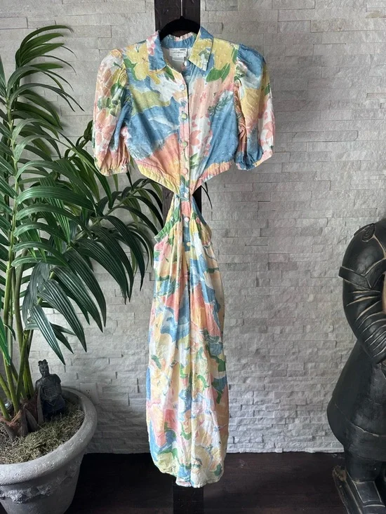 Girl & The Sun Anthropologie Cotton Rayon Multicolor Kylo Maxi Dress Size XS - Picture 2 of 10